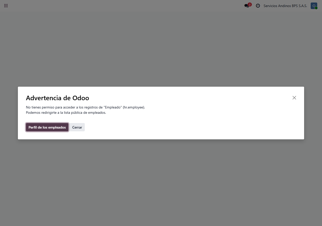 Denegación de acceso a la lista de empleados con rol BPS sin rol de RR. HH.